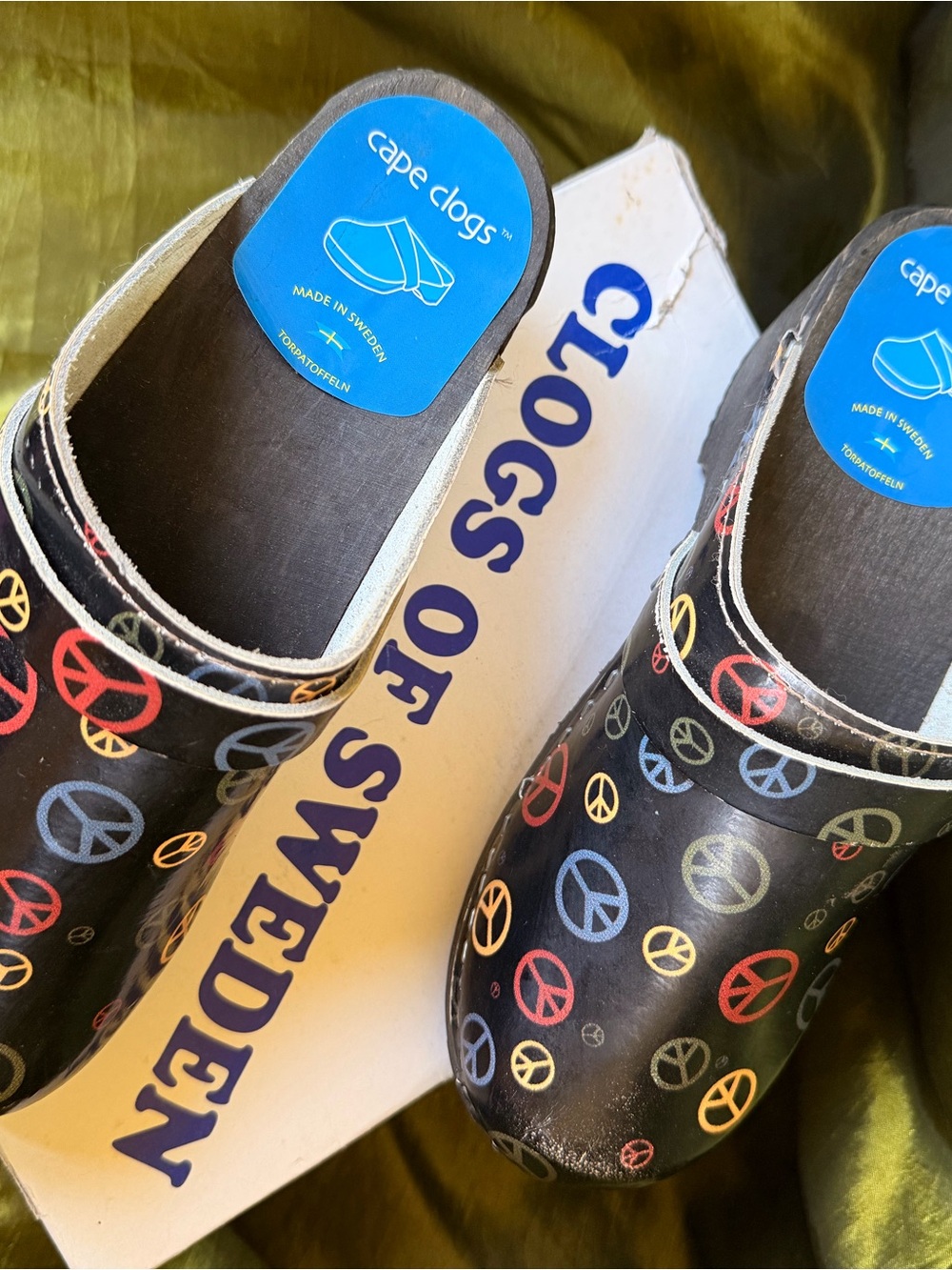Women’s Black Peace Sign Clogs - Picture 6 of 6
